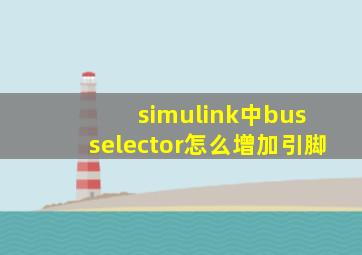 simulink中bus selector怎么增加引脚